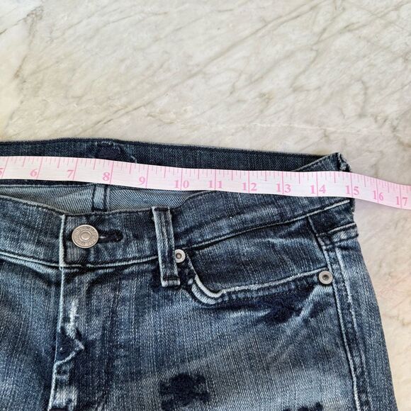 7 for all mankind low rise embroidered skull and crossbones capri jeans size 27 - Picture 5 of 7